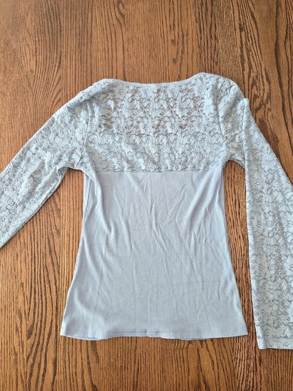 Floral Lace Long Sleeve Top in Baby Blue Like New
